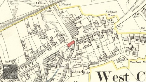 Location of A Mungle's grocery, highlighted on the 25" OS map c.1895 (courtesy National Library of Scotland).
