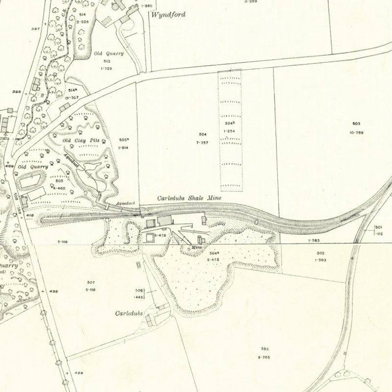 Carledubs Mine - 25" OS map c.1915, courtesy National Library of Scotland