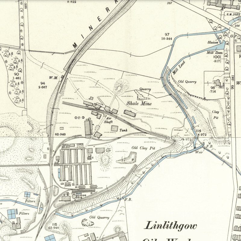Champfleurie Mine - 25" OS map c.1896, courtesy National Library of Scotland