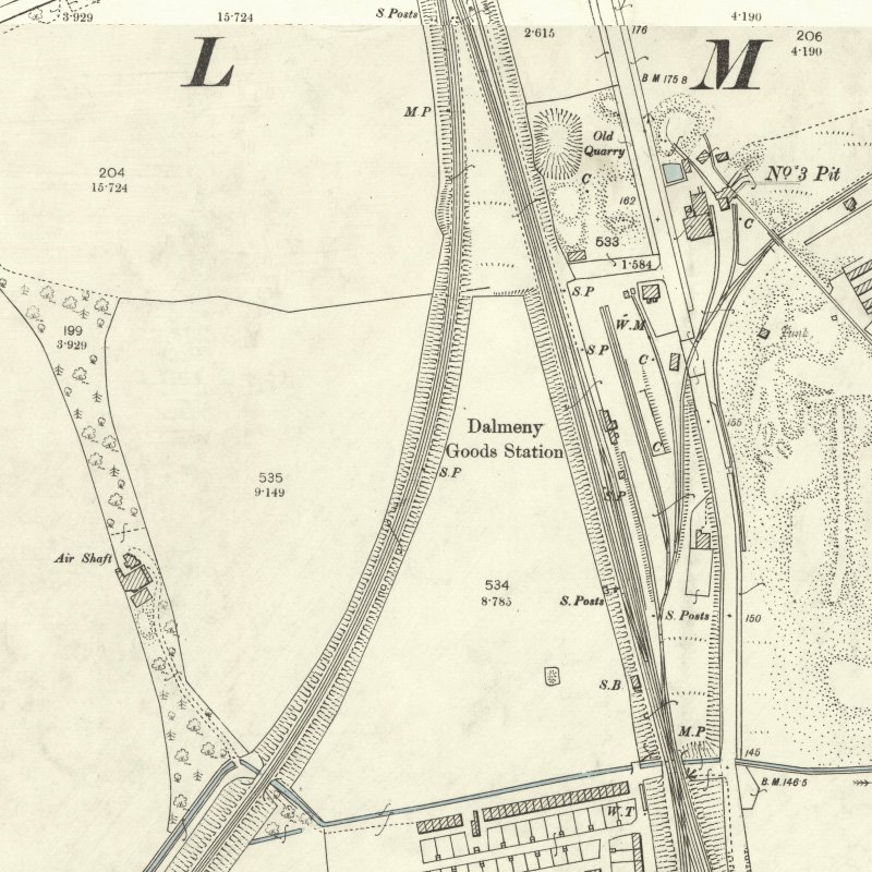 Dalmeny No.1 Pit - 25" OS map c.1896, courtesy National Library of Scotland