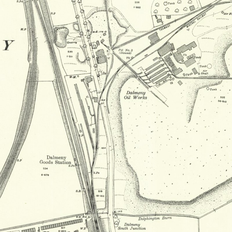 Dalmeny No.2 Pit - 25" OS map c.1916, courtesy National Library of Scotland
