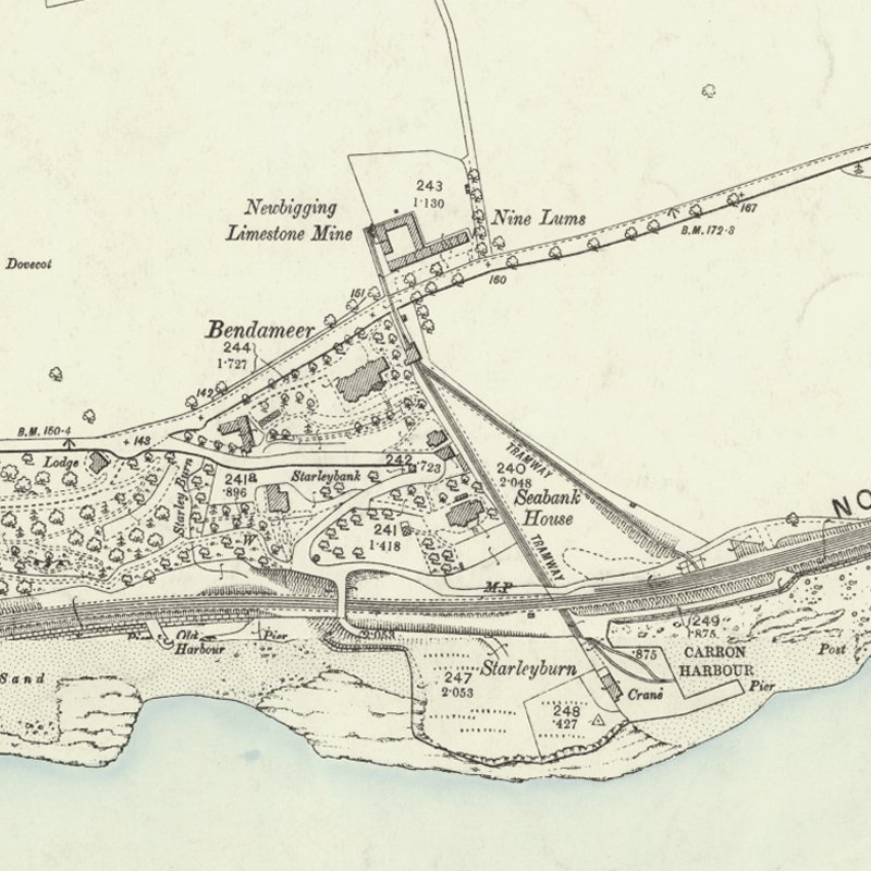 Newbigging No.1 & 2 Mines - 25" OS map c.1895, courtesy National Library of Scotland