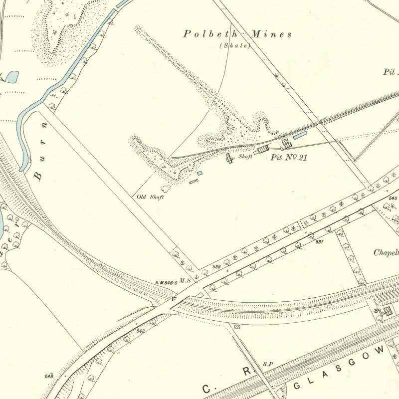 Polbeth No.21 Mine - 25" OS map c.1895, courtesy National Library of Scotland