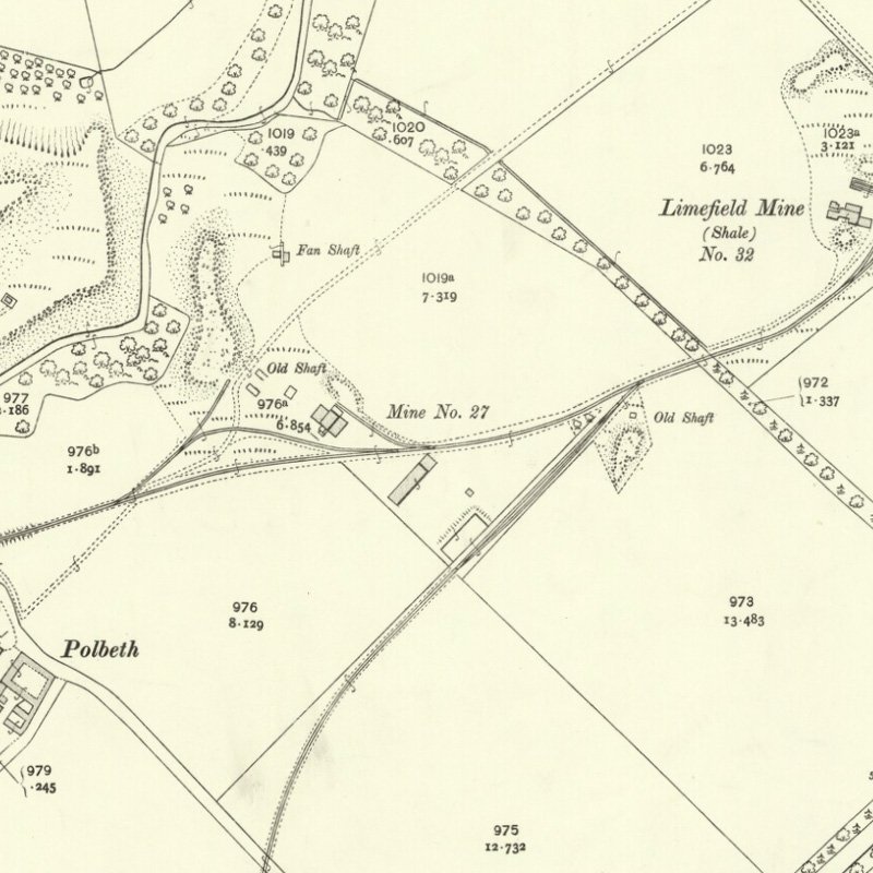 Polbeth No.27 Mine - 25" OS map c.1907, courtesy National Library of Scotland