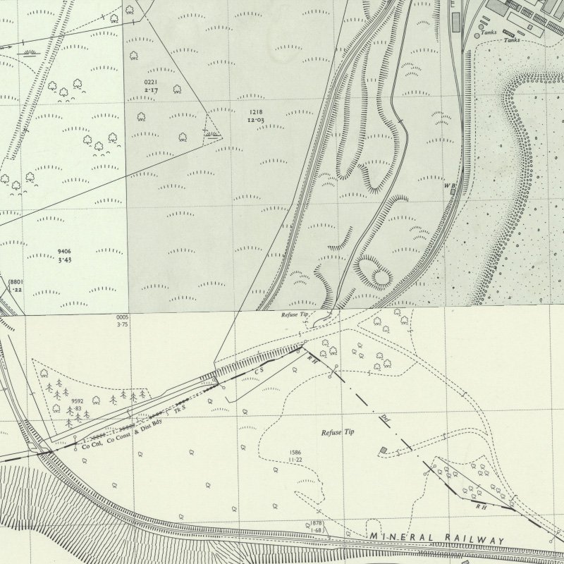 Roman Camp No.1 Mine - 1:2,500 OS map c.1955, courtesy National Library of Scotland