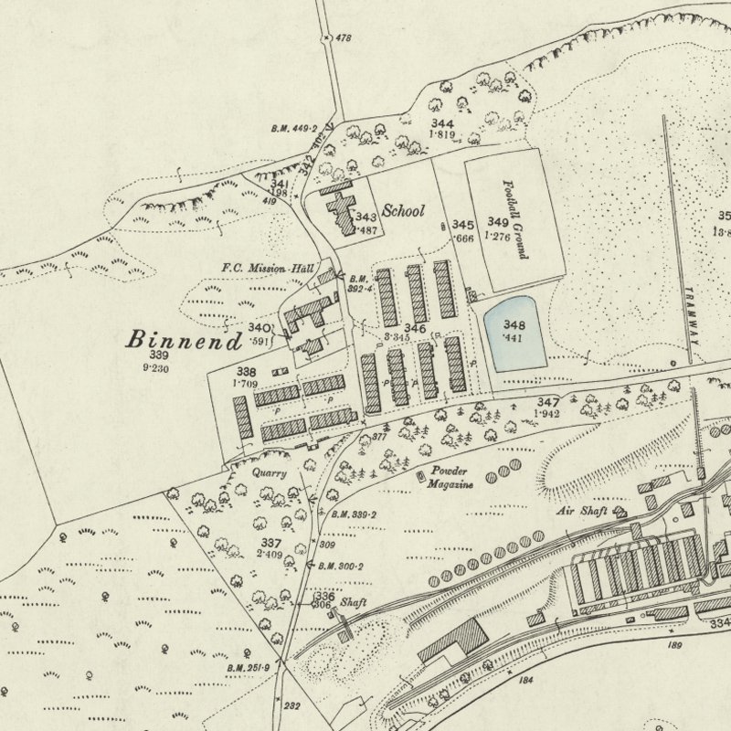 Binnend - High Village - 25" OS map c.1853, courtesy National Library of Scotland