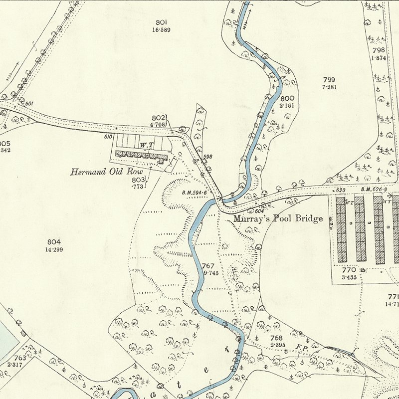 Hermand Old Rows - 25" OS map c.1897, courtesy National Library of Scotland