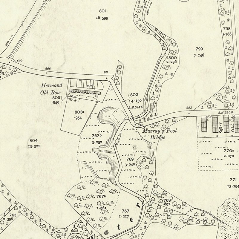 Hermand Old Rows - 25" OS map c.1907, courtesy National Library of Scotland
