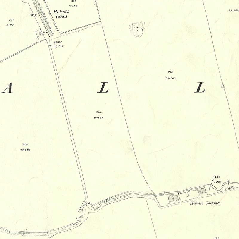 Holmes Cottages - 25" OS map c.1916, courtesy National Library of Scotland