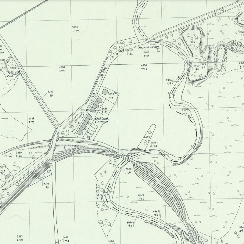 Oakbank Cottages - 1:2,500 OS map c.1953, courtesy National Library of Scotland