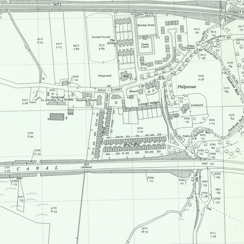 Wester Pardovan Rows - 1:2,500 OS map c.1953, courtesy National Library of Scotland